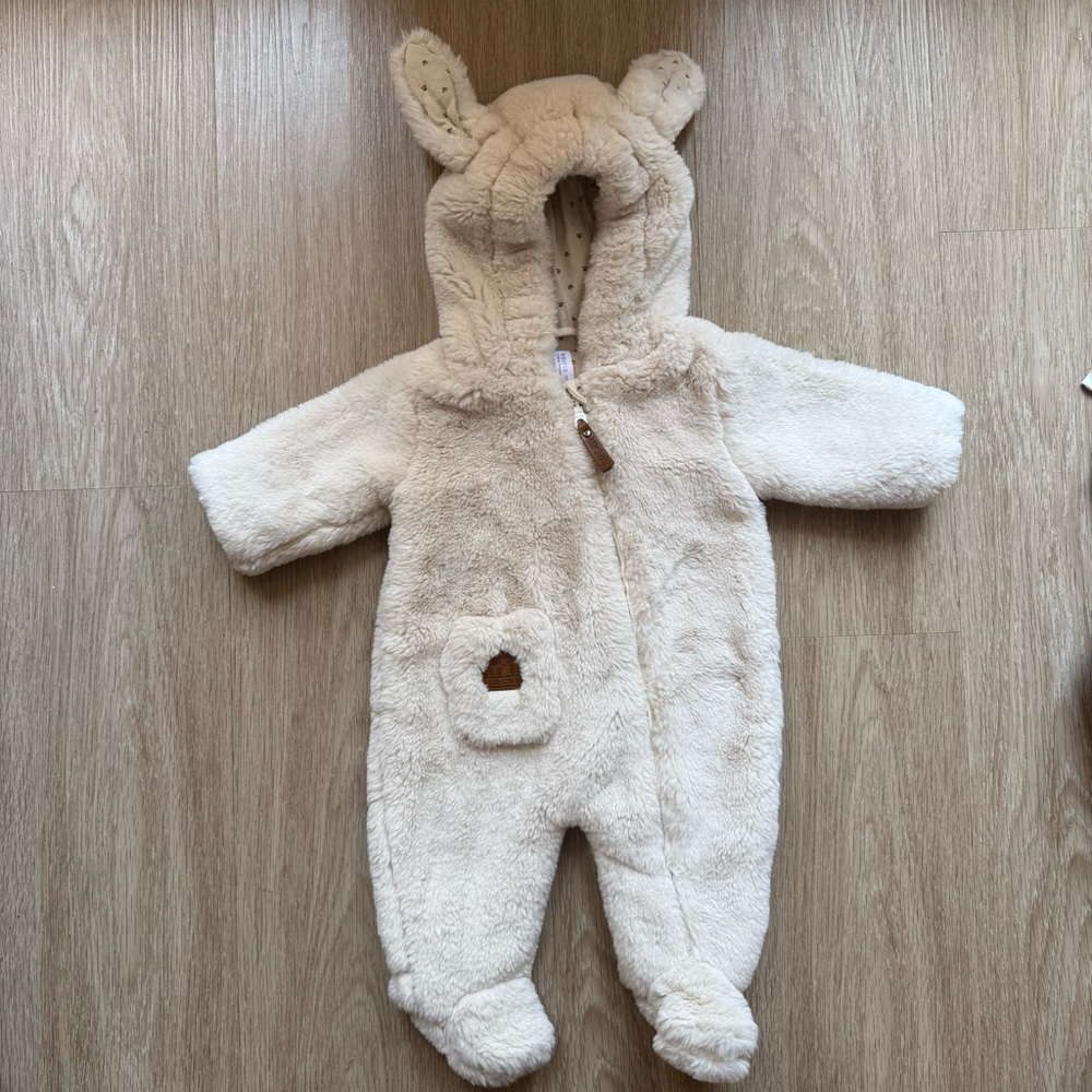 Cozy Cream One Piece Footies with Enclosed Feet